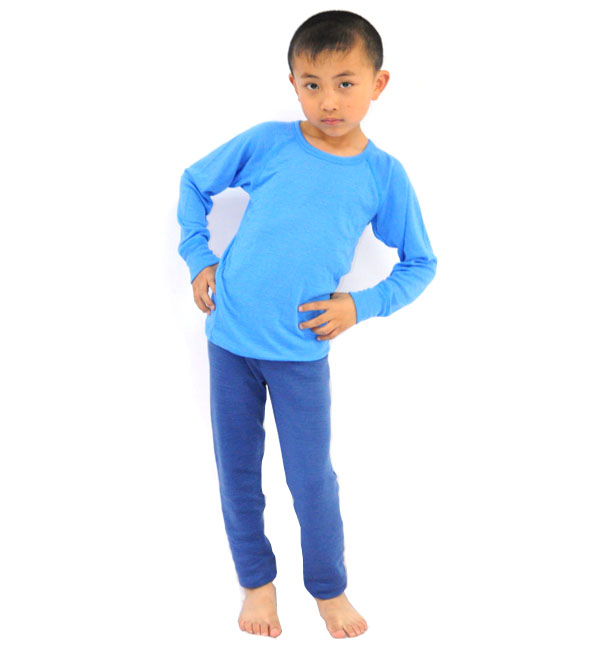 Children's 100% easy-care Merino wool long-sleeved clothes and trousers -1